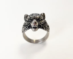 Мужское кольцо из стали Медведь