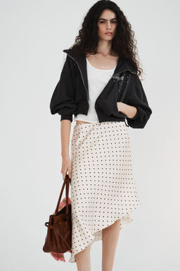 ASYMMETRIC POLKA DOT SATIN SKIRT - Zara фото 12