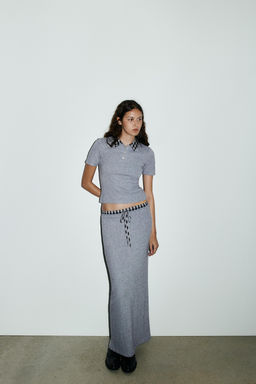 MIDI SKIRT WITH CONTRAST WAIST