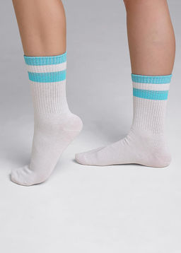 CLE Носки жен.Д5422 8 Марта хл+эл белый/бирюзовый