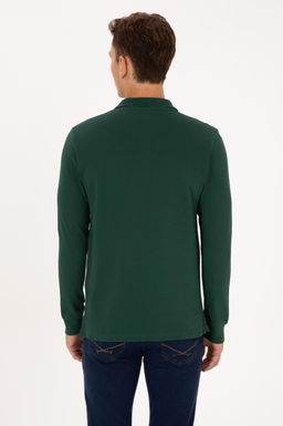 Erkek Koyu Ye_il Basic Sweatshirt