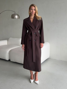 Пальто 26326 шоколадное из кашемира