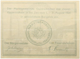 Банкнота 30 геллеров 1920 года Австрия  община Гунтрамсдорф (Нотгельд)