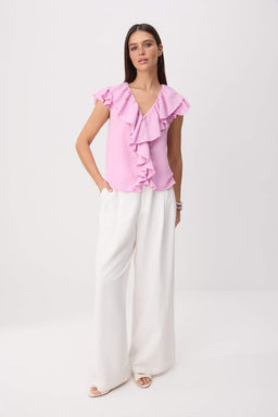 A__k Pembe F_rf_r Detayl_ Dokuma Bluz TWOSS26BZ00766 - Trendyolmilla фото 2