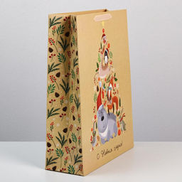 Пакет подарочный новогодний ламинированный «Дружный хоровод», L 31 х 40 х 11.5 см