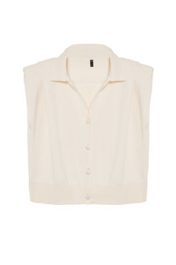 Ekru Regular Polo Yaka Yelek TWOAW25YE00011 - Trendyolmilla фото 6