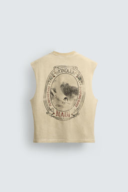 CAMISETA TANK RELAXED FIT ESTAMPADO / Crudo