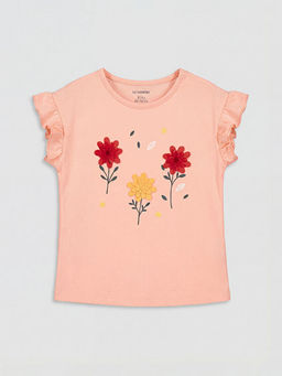 Bisiklet Yaka Bask?l? K?z ?ocuk F?rf?rl? Ti??rt