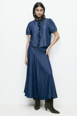 Frill-trimmed denim blouse - H&m фото 7