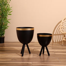 Кашпо на подставке Блэки, набор 2 шт., d=28 см, d=23 см, металл - Simaland фото 2