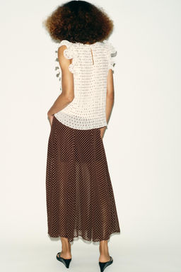 FALDA MIDI LUNARES / Marr?n / Crudo - Zara фото 5