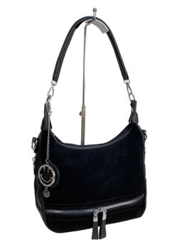 Женская сумка из искусственной кожи и натуральной замши, цвет черный