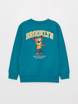 Bisiklet Yaka Bask?l? Uzun Kollu Erkek ?ocuk Sweatshirt - Waikiki фото 3