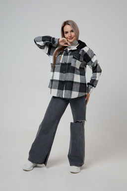 Рубашка женская в клетку с капюшоном РЖКК-01