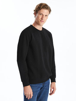 Bisiklet Yaka Uzun Kollu Erkek Sweatshirt