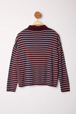 Wardrobe Essentials Murdum Premium Iplik/Ozel Iplikli Genis Kal?p Cizgili Triko Kazak TWOAW26KZ0019