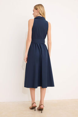 Lacivert Duz Kemer Detayl? Dokuma Gomlek Elbise TWOSS26EL00128 - Trendyolmilla фото 4