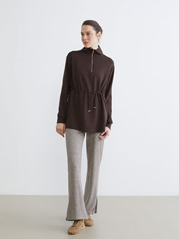 Dik Yaka Oversize Kad?n Sweatshirt Tunik