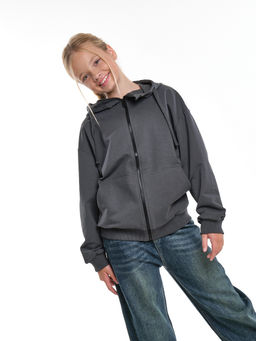 Толстовка на молнии с капюшоном 22-7653 хаки - Mini maxi фото 20