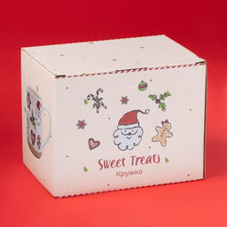 Кружка новогодняя Доляна Sweet Treats, 650 мл, 151011 см, керамика, белая  фото 4