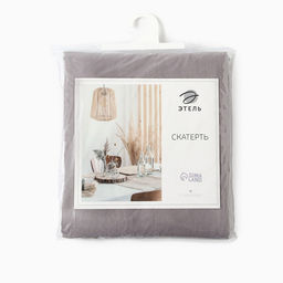 Скатерть «Этель» ECO, 136×300 см, 70% хлопок, 30% лён, 190 г/м², серая