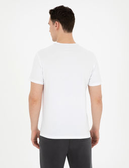 Beyaz Slim Fit %100 Pamuk Bisiklet Yaka Ti__rt