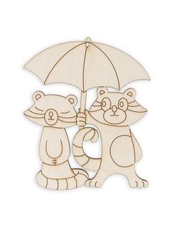 Заготовка для декорирования Mr. Carving ВД-562 Подвеска фанера 9 х 7.5 х 0.4 см Еноты под зонтом (9х7.5см)