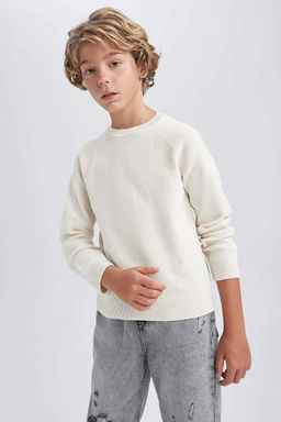 Хлопковый свитер с круглым вырезом для мальчика - Defacto фото 4