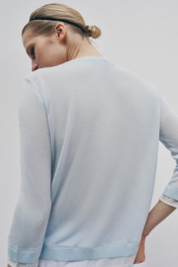 CHAQUETA COMBINADA PUNTO / Azul / Blanco - Zara фото 3