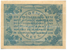 Банкнота 10 геллеров 1920 года Австрия Рец (нотгельд)