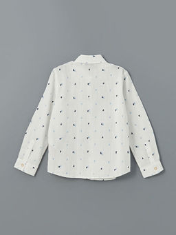 Bask?l? Uzun Kollu Erkek ?ocuk G?mlek