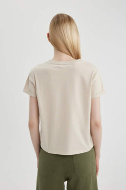 Крутая футболка стандартного кроя с круглым вырезом и короткими рукавами с принтом - Defacto фото 5