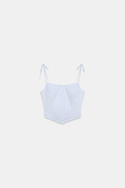 TOP CROP CORSETERO POPEL?N / Azul / Blanco - Zara фото 5