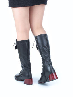 02-BA100-1 BLACK Сапоги зимние женские (натуральная кожа, натуральный мех)