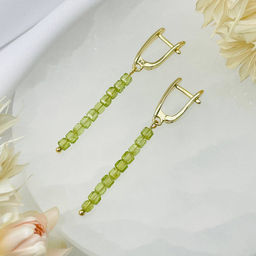 Серьги длинные из Хризолита
