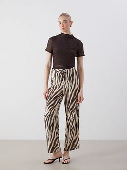 Beli Lastikli Zebra Desenli Kad?n Pantolon