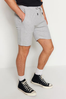 2li Paket Siyah-Gri Regular/Normal Kesim Dokulu Kordonlu Sort & Bermuda TMNSS23SR00076