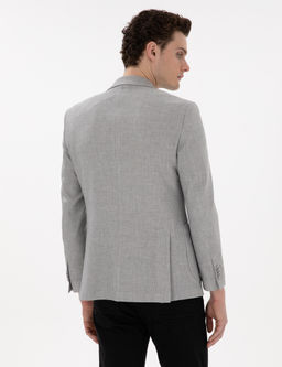 Gri Extra Slim Fit Keten Kar___ml_ Ceket