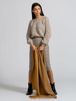 в составе шерсть Большой, мягкий, теплый двусторонний палантин с рисунком в стиле арт-деко - Tantino фото 2