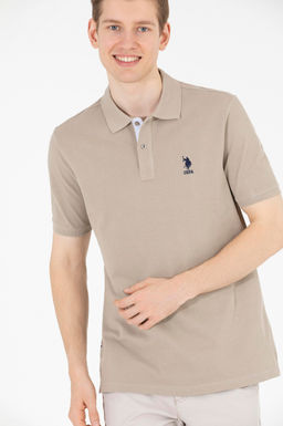 Мужская базовая футболка цвета хаки с воротником-поло - U.s. polo assn фото 2