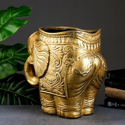 Декоративное кашпо для цветов «Слон», 6 л, 35×22×35 см, гипс, золотистый