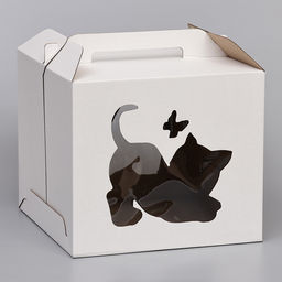 Цена за 5 шт. Кондитерская упаковка «Котенок», 2 окна, белая, 35×35×31 см