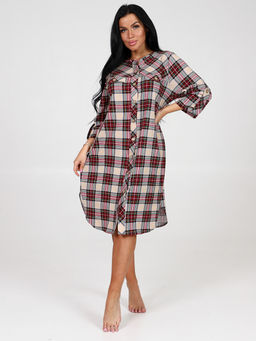 727-Х ЖЕНСКИЙ ХАЛАТ (Клетка бежевая/бордовая) - А-дина фото 2