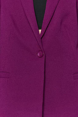Koyu Mor Regular Astar Detayl? Dokuma Blazer Ceket TWOAW20CE0316