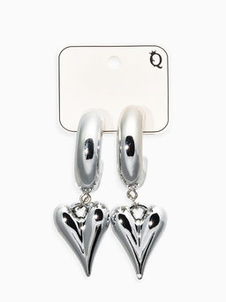 Серьги "Новый стиль", сердечки, цвет серебро d2,5см