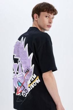 Comfort Regular Fit Rahat Kal?p Bisiklet Yaka S?rt Bask?l? K?sa Kollu Tisort