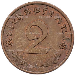 Монета 2 рейхспфеннига 1940 года A Германия