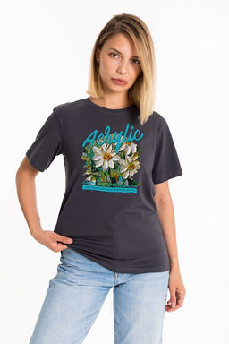 Футболка с принтом М326078Пс серый