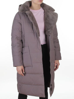 8806 GRAY/LILAC Пальто зимнее женское (200 гр. холлофайбер)