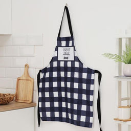 Фартук Доляна Best man, синий, в клетку, 70?60 см, хлопок 100%, рогожка 160 г/м?